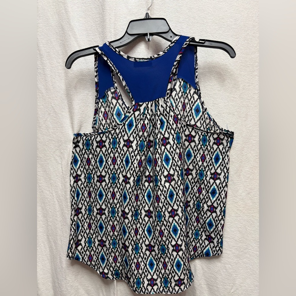 Papermoon Blue and Black Geometric Racerback Tank